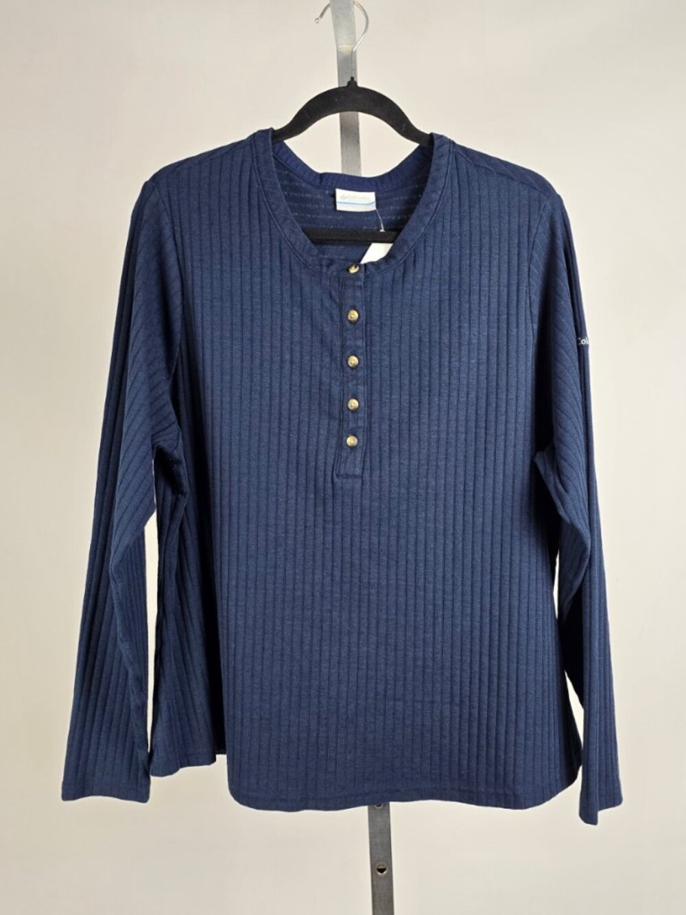 Columbia Sportswear Women’s Ribbed Henley Long Sleeve Top 2X Navy